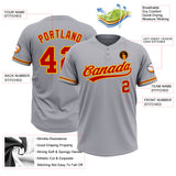 Custom Gray Red-Gold Two-Button Unisex Softball Jersey