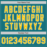 Custom Teal Yellow-White Two-Button Unisex Softball Jersey