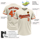 Custom Cream Orange-Navy Two-Button Unisex Softball Jersey
