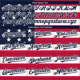 Custom White Navy-Red 3D American Flag Fashion Two-Button Unisex Softball Jersey