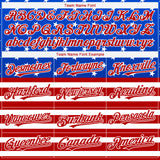 Custom Royal Red-White 3D American Flag Fashion Two-Button Unisex Softball Jersey