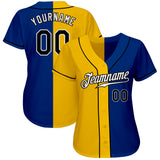 Custom Royal Black-Yellow Authentic Split Fashion Baseball Jersey