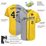 Custom Yellow Black Gray-White Authentic Split Fashion Baseball Jersey