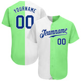 Custom Pea Green Royal-White Authentic Split Fashion Baseball Jersey