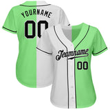 Custom Pea Green Black-White Authentic Split Fashion Baseball Jersey