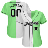 Custom Pea Green Black-White Authentic Split Fashion Baseball Jersey