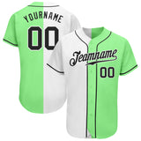 Custom Pea Green Black-White Authentic Split Fashion Baseball Jersey