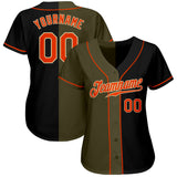 Custom Black Orange Olive-Cream Authentic Split Fashion Baseball Jersey