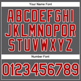 Custom Steel Gray Red-White Performance T-Shirt