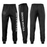 Custom Black Gray Fleece Jogger Sweatpants