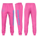 Custom Pink Light Blue Fleece Jogger Sweatpants