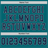 Custom Teal Navy-Gray Mesh Authentic Football Jersey