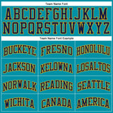 Custom Teal Navy-Gold Authentic Throwback Basketball Jersey
