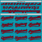 Custom Teal Red-Navy Authentic Throwback Baseball Jersey