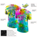 Custom Tie Dye Kelly Green-White 3D Performance T-Shirt