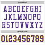 Custom White Purple-Gold Mesh Authentic Throwback Football Jersey