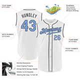 Custom White Light Blue-Steel Gray Authentic Sleeveless Baseball Jersey