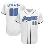 Custom White Blue-Gray Authentic Baseball Jersey