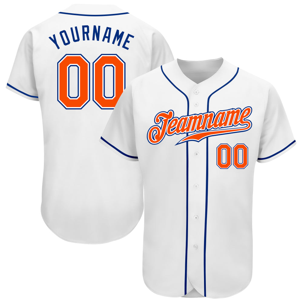 Custom White Orange-Royal Authentic Baseball Jersey