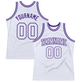 Custom White White-Purple Authentic Throwback Basketball Jersey