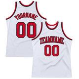Custom White Red-Black Authentic Throwback Basketball Jersey