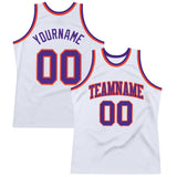 Custom White Purple-Orange Authentic Throwback Basketball Jersey