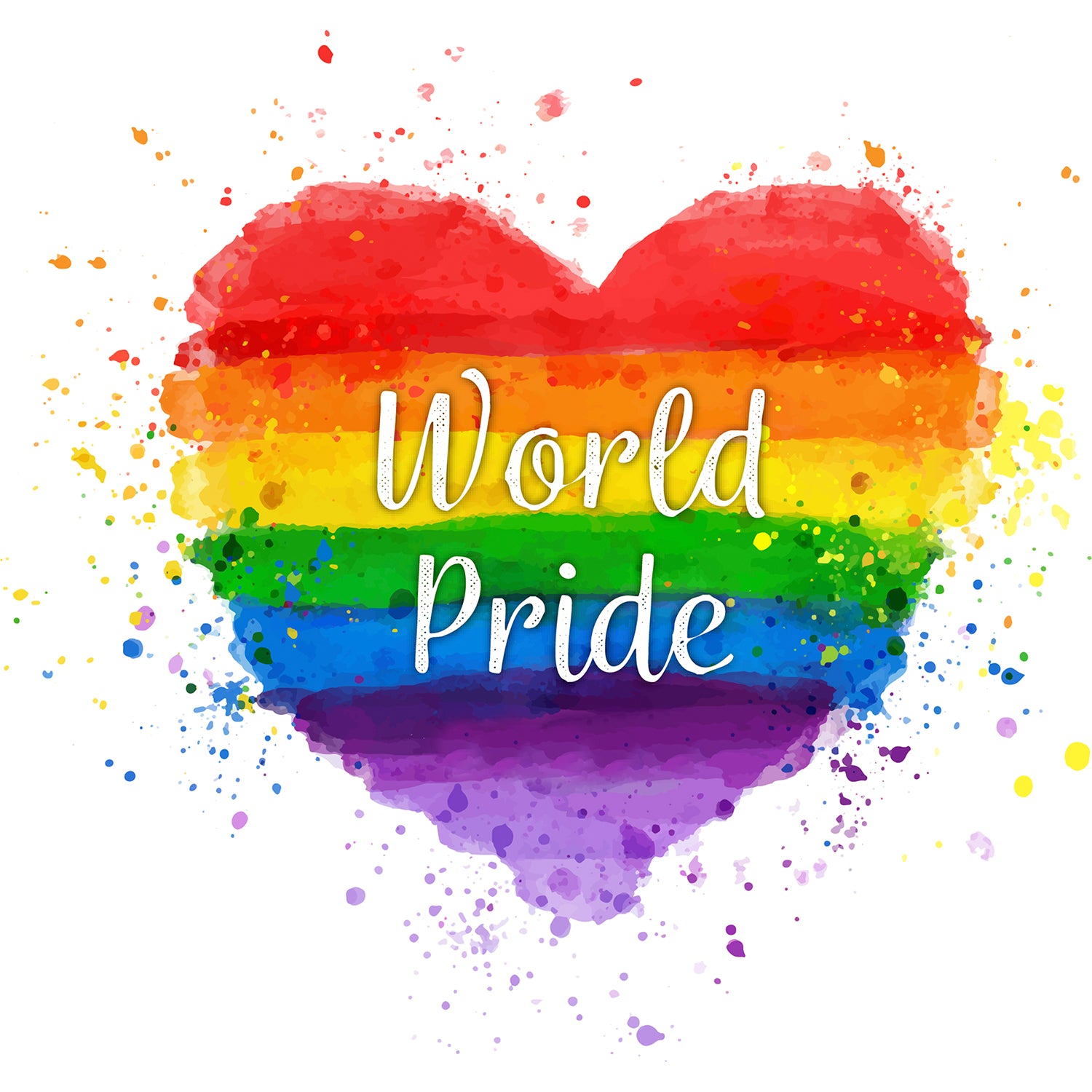 Custom White Purple-Orange Rainbow Colored Heart For World Pride LGBT Performance T-Shirt