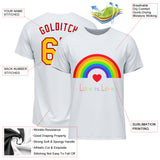 Custom White Gold-Red Rainbow For Pride Month Love Is Love LGBT Performance T-Shirt