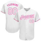 Custom White White-Pink Authentic Baseball Jersey