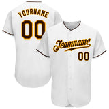 Custom White Brown-Gold Authentic Baseball Jersey