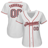 Custom White Gray-Red Authentic Baseball Jersey