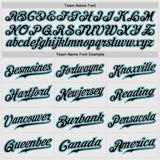 Custom White Black Pinstripe Black-Teal Authentic Baseball Jersey