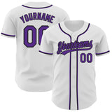 Custom White Purple-Black Authentic Baseball Jersey