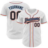 Custom White Black Powder Blue-Orange Authentic Baseball Jersey