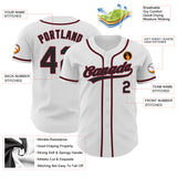 Custom White Black-Crimson Authentic Baseball Jersey