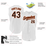 Custom White Black Pinstripe Orange Authentic Sleeveless Baseball Jersey