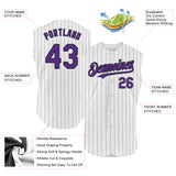 Custom White Black Pinstripe Purple Authentic Sleeveless Baseball Jersey