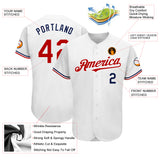 Custom White Red-Navy Authentic Baseball Jersey