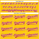 Custom Yellow Black Pinstripe Red-White Authentic Baseball Jersey