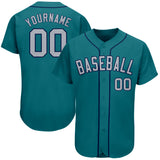 Custom Teal Gray-Navy Authentic Baseball Jersey