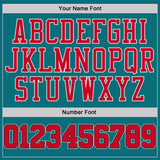 Custom Teal Red-Black Authentic Baseball Jersey