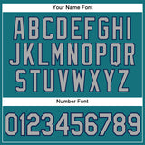 Custom Teal White Pinstripe Gray-Navy Authentic Baseball Jersey