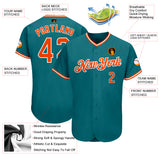 Custom Teal Orange-White Authentic Baseball Jersey