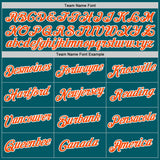 Custom Teal Orange-White Authentic Baseball Jersey