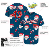 Custom Royal Red-White Christmas 3D Authentic Baseball Jersey