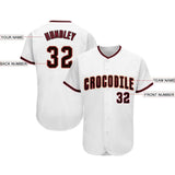 Custom White Black-Crimson Baseball Jersey