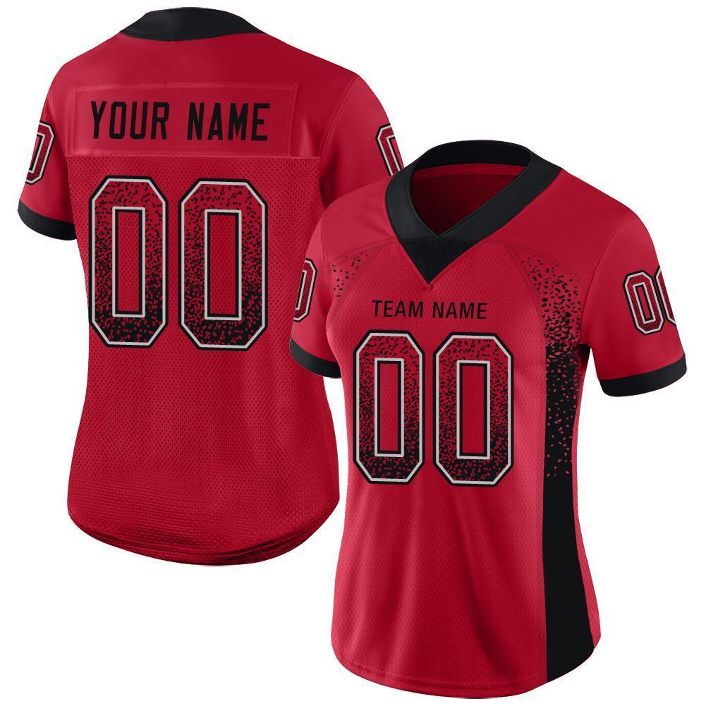 Custom Red Black-Gray Mesh Drift Fashion Football Jersey