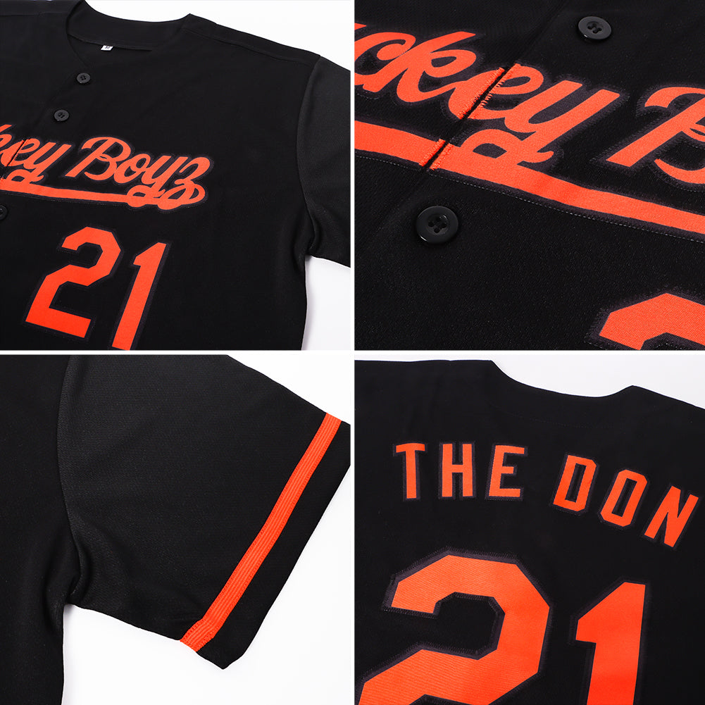 Custom Team Black Baseball Authentic White Orange Strip Jersey Orange