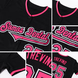 Custom Black Pink-White Authentic Baseball Jersey