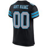 Custom Black Light Gray-Panther Blue Mesh Authentic Football Jersey